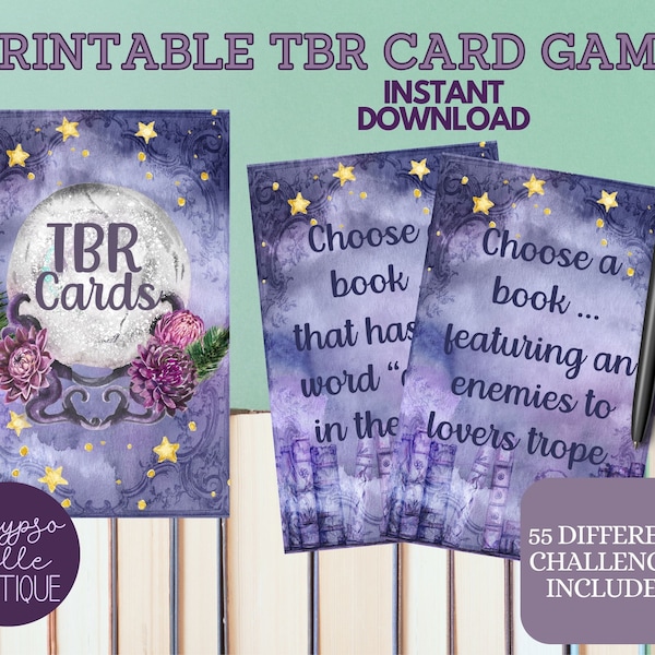 TBR Cards Printable / To Be Read Card Game Instant Download / Book Gift / TBR Jar Printable / TBR Tarot Cards