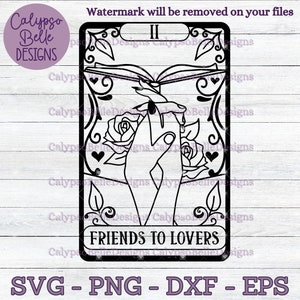 Freunde für Liebhaber Tarot Karte svg / Romance Smut Buch svg / Reader tarot svg / Freunde für Liebhaber svg / Buch Tropen svg / Smut Schlampe SVG PNG