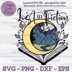 Fiktive Wanderlust, Lost in Fiction svg, Wanderlust svg, Buch svg, Buchliebhaber svg, Fantasy Reader, Bücherwurm, Bücherwurm svg, Reader SVG PNG