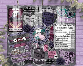 Dark Romance 20 oz Skinny Tumbler Wrap, Book Villain png, Morally Grey png, Shadow Daddy, Book Lover Tumbler, Sublimation Seamless Design