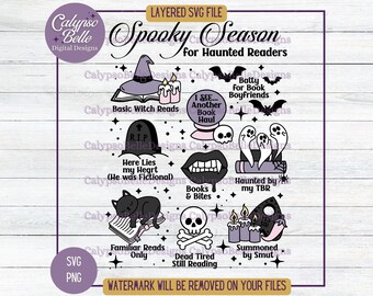 Spooky Book Club SVG: ハロウィーンの本 PNG、ホラーの本（デジタルダウンロード
