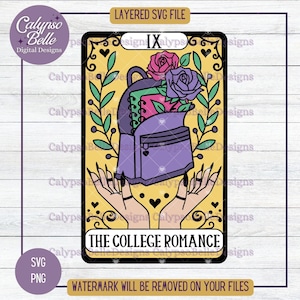 College Romance Tarot Card SVG, Romance Reader SVG, Smut Reader SVG, Student Teacher SVG, Academia Romance, Prep School, Reader Tarot PNG