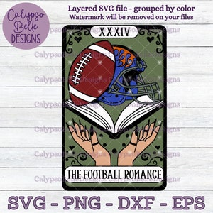The Football Romance Reader Tarot Card svg / Sport romantiek boek svg / Romance Reader svg / Boek tok svg / Smut slet SVG PNG, EPS