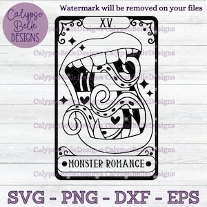 The Monster Romance Tarot Card svg / Sci Fi svg / Monster Smut svg / Alien Smut svg / Tentacle Monster svg / Book tok svg / Tarot svg, png