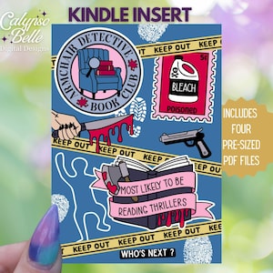Kindle Insert for Clear Case, Kindle Skin Paperwhite Case, Printable Kindle Cover, Basic, Oasis, Thriller Reader, Murder Mystery Reader