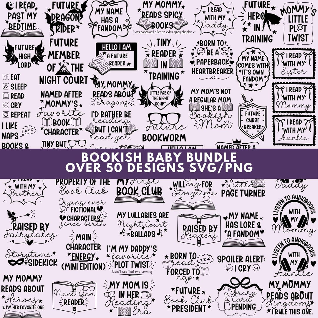 Bookish Baby Bundle SVG PNG, Reader Baby, Book Baby, Plot Twist, Future ...
