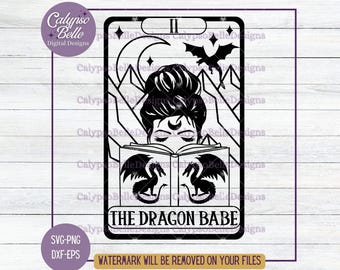 Dragon Book Tarot Card SVG: Fantasy Reader Cut File (Digital Download)