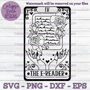 The E-Reader Tarot Karte svg / Romanze Smut Buch svg / Feinde für Liebhaber svg / Book tok svg / Smut slut svg / Kindle / Ebook SVG PNG, EPS