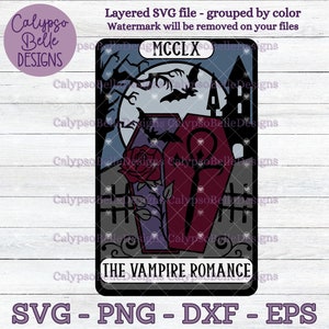 The Vampire Romance Tarot Card svg / Romance Book Tropes svg / Vampire svg / Vampire Smut svg / Romantasy svg / Fantasy Tropes SVG PNG, EPS
