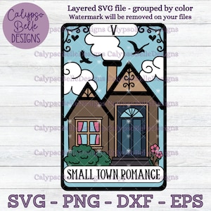 Petite ville Romance svg, Livre Tropes Tarot Card svg, Romance Smut livre svg, Amis aux amoureux svg, Romance Reader, Livre svg, Tropes SVG PNG