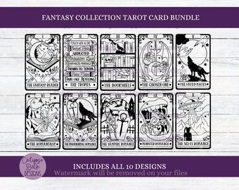 The Fantasy Reader Tarot Card svg, Book svg,Smut Reader svg, Romance Reader svg, Romantasy svg, Bookish svg, Tarot Card Bundle, TBR SVG png
