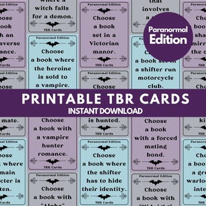 Cartes TBR imprimables, Jeu de cartes à lire, Invite de lecture, Défi de lecture, Bocal TBR à imprimer, TBR Fantasy Reader, Tbr Paranormal Reader