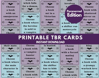 Printable Paranormal TBR Cards: Reading Prompt Game (Digital Download)