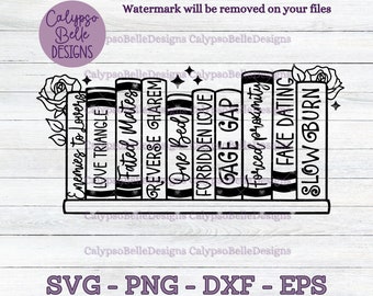 Book Tropes Shelf svg / Romance Smut book svg / Enemies to lovers svg / Book svg / Book Lover svg / Slow Burn, Age Gap, Tropes SVG PNG, EPS