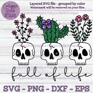 Totenkopf Übertopf svg / Schädel Kaktus svg / Blume Schädel svg / voller Leben svg / Spooky Pflanzer svg / sarkastische Pflanze Lady SVG, PNG, EPS