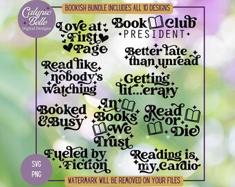 Bookish Bundle svg, Book Club, Book svg, Bookish svg, Book lover svg, Reader bundle, Books svg, Fiction, Booked, Bookworm, Reading SVG PNG