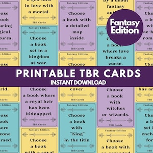 Cartes TBR imprimables, Jeu de cartes à lire, Invite de lecture, Défi de lecture, Bocal TBR à imprimer, Lecteur TBR Fantasy, Lecteur Tbr Romantasy