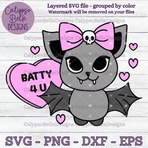 Batty dla ciebie svg / Baby Emo Goth / Uroczy nietoperz svg / Nietoperz Walentynkowy / Gotycki walentynkowy svg / Konwersacyjne Serce SVG, PNG, EPS, Plik Cięty