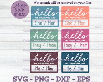 Pronoun svg / Pronouns They Them She Her He Him Stickers / svg, png, eps, Cut File, Instant Download