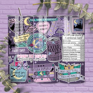 Fantasy Romance 20 oz Skinny Tumbler Wrap, Spicy Books png, Smut Reader, Romance Reader, Book Lover Tumbler, Sublimation Seamless Design image 1