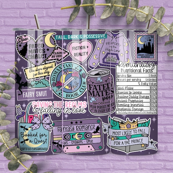 Fantasy Romance 20 oz Skinny Tumbler Wrap, Spicy Books png, Smut Reader, Romance Reader, Book Lover Tumbler, Sublimation Seamless Design