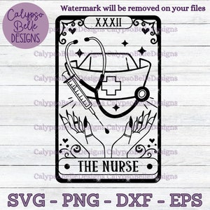The Nurse Tarot Card svg / Nurse svg / School Nurse svg / Stethoscope svg / Mystical Nurse / Nurse Shirt svg / Nurse Life SVG PNG, EPS