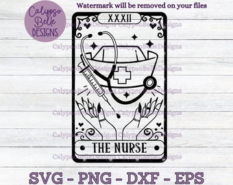 La tarjeta del tarot de la enfermera svg / Enfermera svg / Enfermera escolar svg / Estetoscopio svg / Enfermera mística / Camisa de enfermera svg / Vida de enfermera SVG PNG, EPS