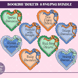 Buch SVG Bundle, Buch Trope, würziges Buch PNG, Reader Bundle, Kokette Herzen, Lesezeichen svg, Lesezeichen svg, Sport Romanze, Hockey Romanze
