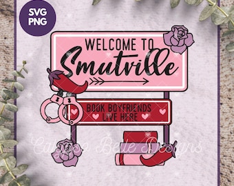 Cartello stradale retrò di Smutville SVG: Lettore di Smut, Lettore di Romance, Smut png, Romance png, Cartello retrò, Libri, Lettore di Smut, Romance piccante png