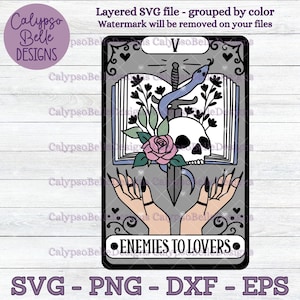 Enemigos a los amantes Tarot Card svg, Romance Reader svg, Reader tarot card svg, Enemigos a los amantes svg, Dark Romance, Tarot svg, Libro SVG PNG
