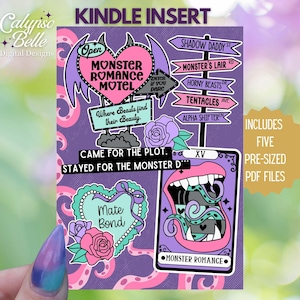 モンスター・ロマンス Kindle インサート: 印刷可能な電子書籍リーダーカバー (デジタルダウンロード)