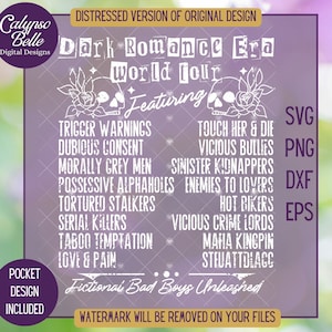 Svg Dark Romance Era World Tour, livre Svg Romance Smut, Morally Gray Svg, livre tropes svg, visite livresque, romance sombre, Smut reader SVG PNG