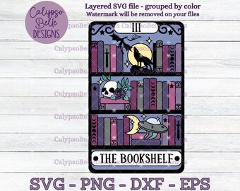 The Fantasy Bookshelf Tarot Card svg, Romantasy svg, Book svg, Reader tarot svg, Romance Reader svg, Book tok svg, Bookish svg, TBR SVG png