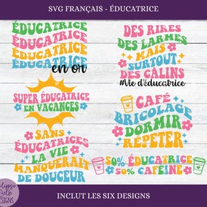Retro Éducatrice svg, French Éducatrice svg Français, Éducatrice en vacances, Éducatrice PNG, Cadeau pour éducatrice, PNG Français