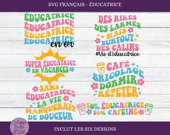 Retro Éducatrice svg, Français Éducatrice svg Français, Éducatrice en vacances, Éducatrice PNG, Cadeau pour éducatrice, PNG Français