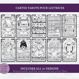 La Lectrice Tarot svg, Livre svg, Lecteur svg, Biblio, Lecture svg, Booktok Québec svg, svg livresques, Bundle de cartes de tarot, Français SVG png