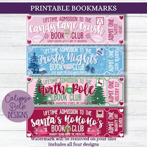 Book Club Lesezeichen, North Pole Book Club, digital druckbare Lesezeichen, Weihnachts Lesezeichen, Santa's Ho, gutes Mädchen, zugeben, One Ticket Lesezeichen