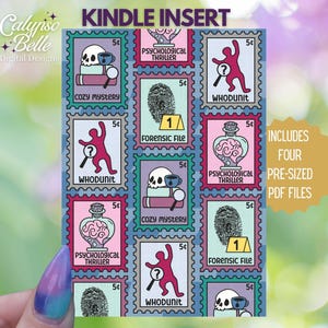 Kindle Insert for Clear Case, Kindle Skin Paperwhite Case, Printable Kindle Cover, Basic, Oasis, Thriller Reader, Murder Mystery Reader