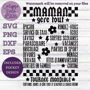 Maman SVG, Francese SVG, Fête des mères PNG, Maman français, Retro maman, Tournée mondiale, Mama World Tour, super maman SVG, meilleure maman