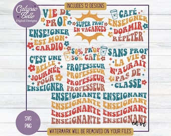 Retro prof svg / French Professeur /  Enseignant svg / Enseignante svg / Prof français / Prof en vacances / Retro teacher  SVG, PNG, EPS