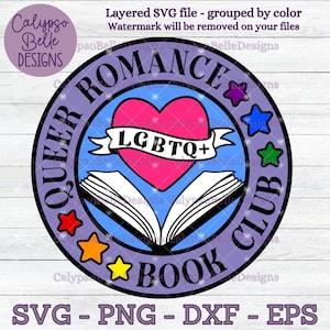 Queer Romance Book Club svg / LGBT Pride svg / LGBTQ+ Romance svg / Bücherwurm svg / Buchliebhaber svg / Book Club svg / lgbt svg, Lese SVG png