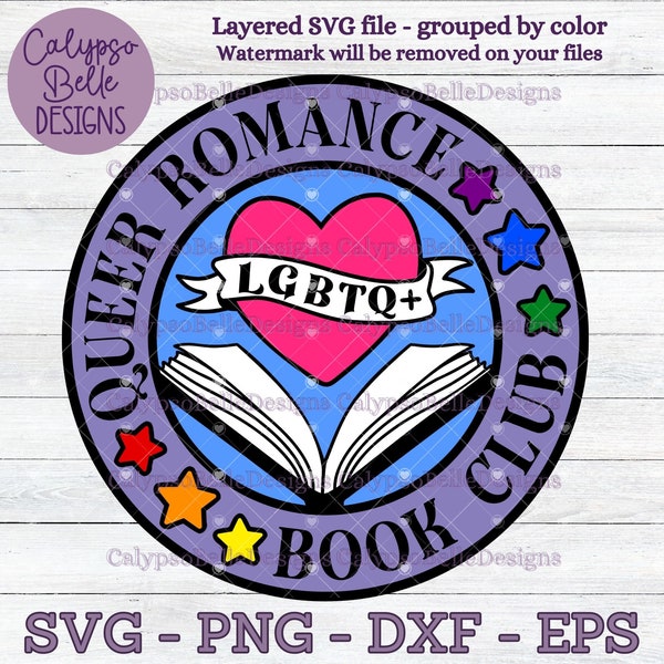 Queer Romance Book Club svg / LGBT Pride svg / LGBTQ+ Romance svg / Bookish svg / Book lover svg / Book Club svg / lgbt svg, Reading SVG png