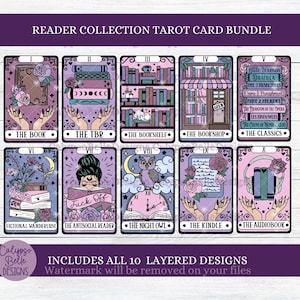 Der Leser Tarot Karte svg, Buch svg, Smut Reader Tarot svg, Romance Reader svg, Booktok svg, Bookish svg, Tarotkartenpaket, TBR SVG png