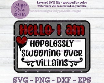 Zwijmelen over schurken SVG/lezer SVG/leeszuchtige SVG/Hallo naamplaatje SVG/moreel grijs SVG/fictief personage SVG/boek vriendje SVG