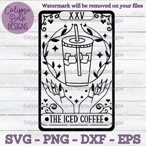 The Iced Coffee svg / Ice coffee tarot card svg / Coffee tarot svg / Ice coffee svg / Trendy coffee SVG PNG, EPS