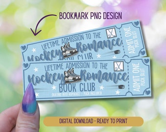 Book Club Bookmarks, Hockey Romance Bookmark, Digital Printable Bookmarks, Hockey Book, Dark Romance Bookmark, Admit One Ticket Bookmark