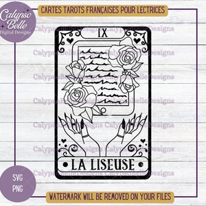 La Liseuse Tarot svg, Romance Smut book svg, Lectrice, Livre svg, Lecteur svg, Booktok Québec svg, Français svg, Francês, Palestra SVG png