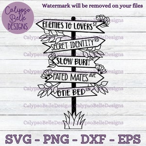 Placa de rua SVG do Book Tropes: Arquivo de corte do leitor de romance (download digital)