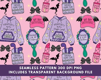 Fantasy Romance Seamless Pattern: Romantasy png, Bookish Pattern, Coquette Dragons, Enemies to Lovers, Morally Grey, Romance Reader Pattern