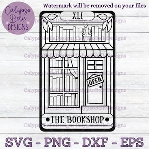 Die Buchhandlung Tarot-Karte svg, Buchhandlung svg, Buch svg, Leser tarot svg, Leser svg, Buch tok svg, Bücherwurm svg, Buchliebhaber, TBR SVG png